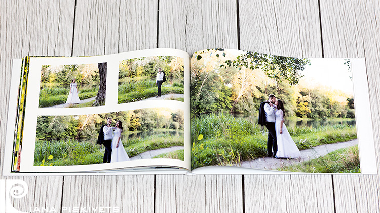 A photo book tells about the day of your wedding, creates a comprehensive sequence of events of the day and conveys the mood. This is so wonderful and easy: you just open a wedding photo book and, flipping through its pages, remember with a smile on your face, as you, having already been a husband and a wife, sealed your signatures with a bridal kiss, how joyfully you came out of church, or hand in hand ran out of civil registry office, or solemnly put wedding rings on fingers, posed in front of camera during a wedding walk, popped champagne and smiled to photographer, as you together divided your wedding loaf in a restaurant, trying, of course, to grab a larger piece, and had your first wedding dance forgetting with excitement all motions previously learned with choreographer! But these little failures can be forgiven, because this day is the most exciting and happy!