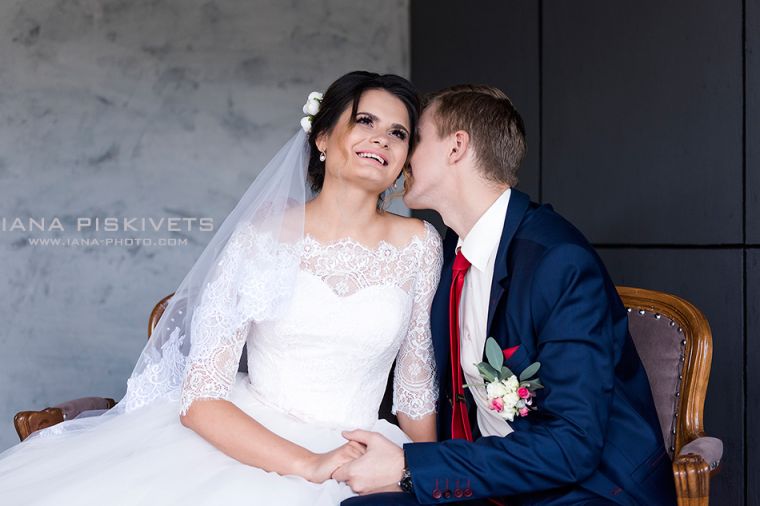 Wedding photo session in the studio the bride and groom